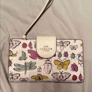 Coach Cream Clutch with Butterfly and Insect Print